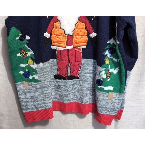 Jolly Sweaters Ugly Christmas Sweater Unisex XXL Santa in Hunting Vest Funny - Picture 13 of 16